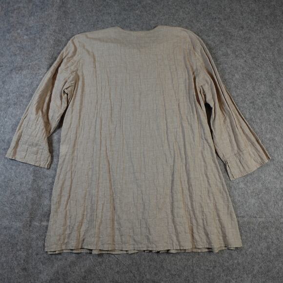 Eileen Fisher Top Womens Extra Large Cotton Gauze Tunic Button Front 3/4 Sleeve - Picture 6 of 10